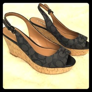 Coach Peep-Toe Wedge Heels